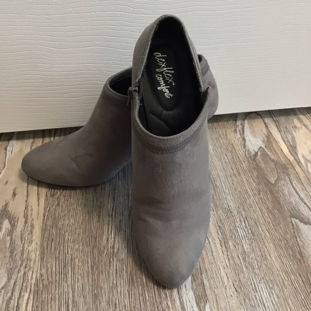 Dexter Dex Flex Gray Heeled Bootie Zip Closure 11